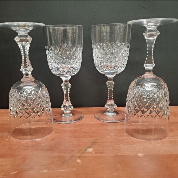 Vintage PARMA by Josair Diamond Crystal Cut Stemware Wine Glasses - Picture 7 of 16